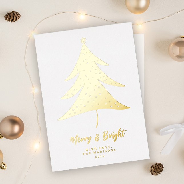 Minimalist Season's Greetings Christmas Tree  Foil Holiday Card (Creator Uploaded)