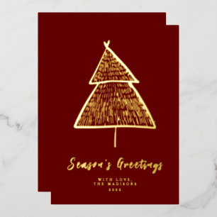 Minimalist Season's Greetings Christmas Tree  Foil Holiday Card