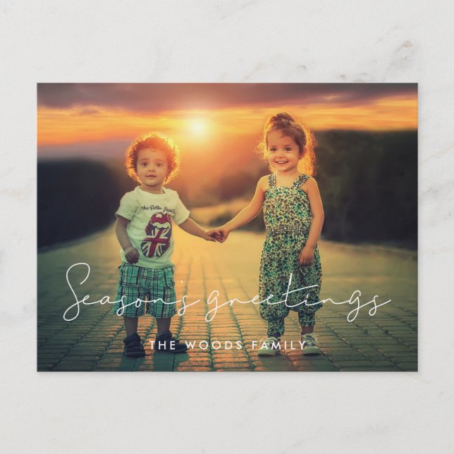 Minimalist Season's Greetings photo Holiday Postcard (Front)