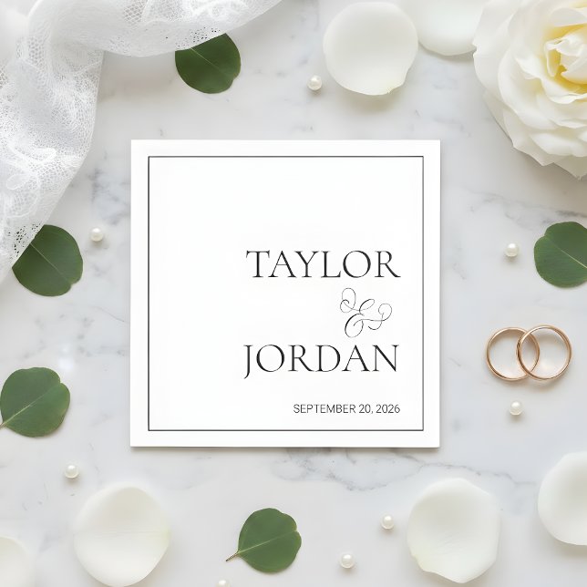 Minimalist Serif Typography Script Wedding Custom Napkin (Creator Uploaded)