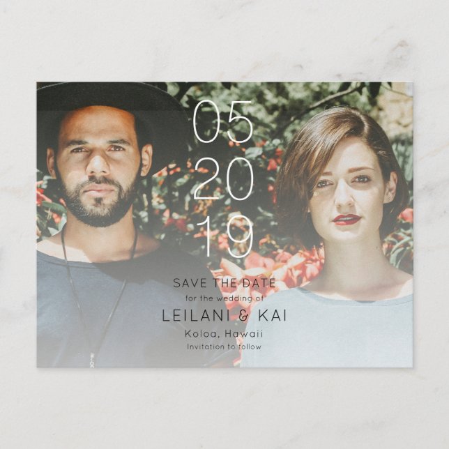 Minimalist Seve the Date Photo Postcard (Front)