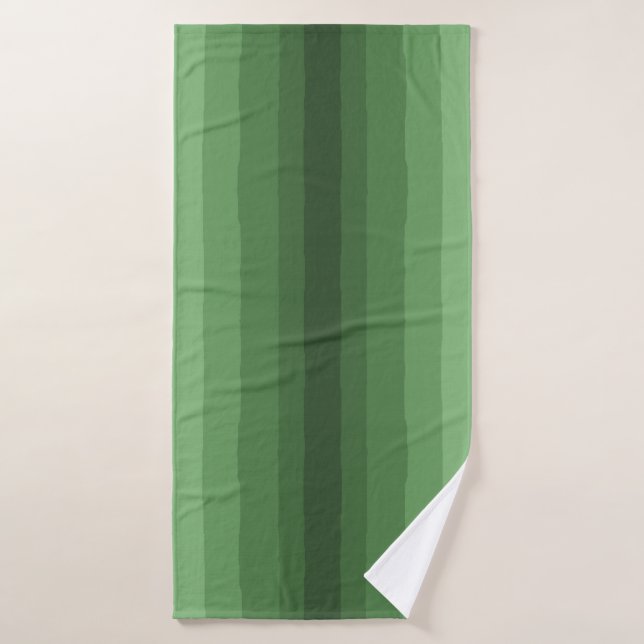 Minimalist Shades of Green Gradient Stripes  Bath Towel Set (Bath Towel)