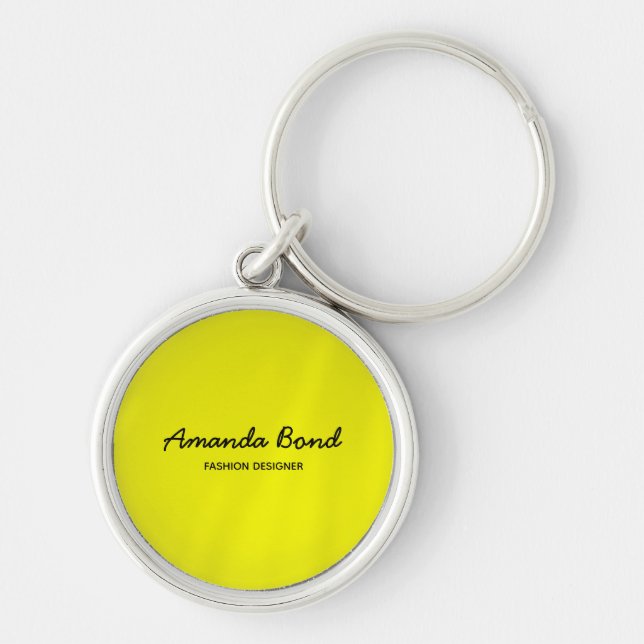 Minimalist shadow yellow custom key ring (Front)