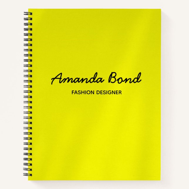 Minimalist shadow yellow custom notebook (Front)