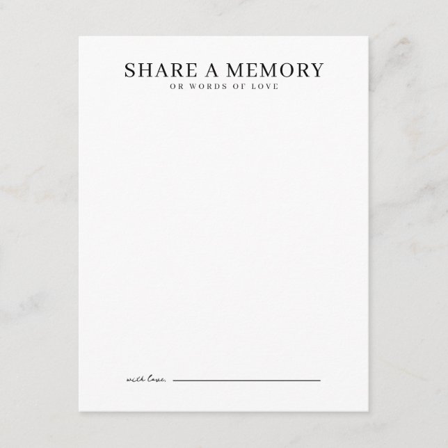 Minimalist Share a Memory Tribute Card (Front)