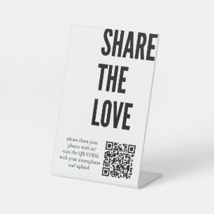 Minimalist Share The Love Qr Code   Sharing Photos Pedestal Sign