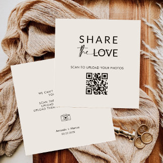 Minimalist Share the Love QR Code Table Cards