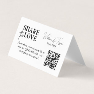 Minimalist Share The Love Qr Code   Wedding Photos Business Card