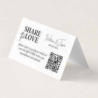 Minimalist Share The Love Qr Code | Wedding Photos Business Card