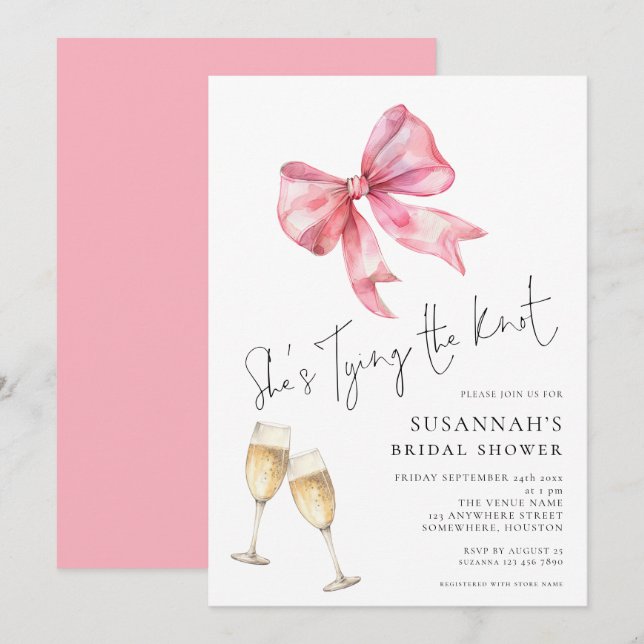 Minimalist She is Tying The Knot Bridal Shower Invitation (Front/Back)