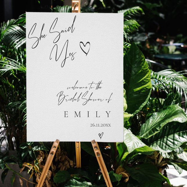Minimalist 'She Said Yes' Bridal Shower Welcome Poster (Creator Uploaded)