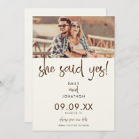 Minimalist She Said Yes Photo Script