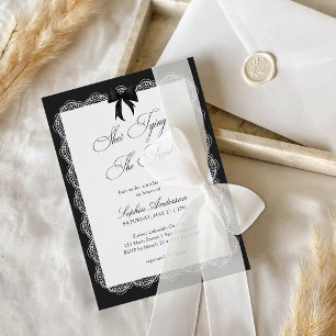 Minimalist She's Tying The Knot Bow Bridal Shower  Invitation