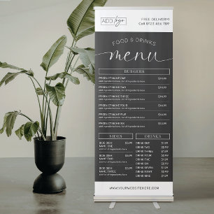 Minimalist Shop Price List Restaurant Food Menu Retractable Banner