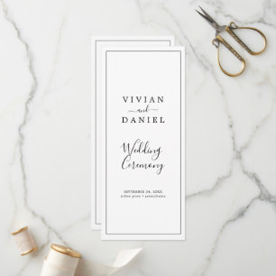 Minimalist Short Order Of Service Wedding Program Programme