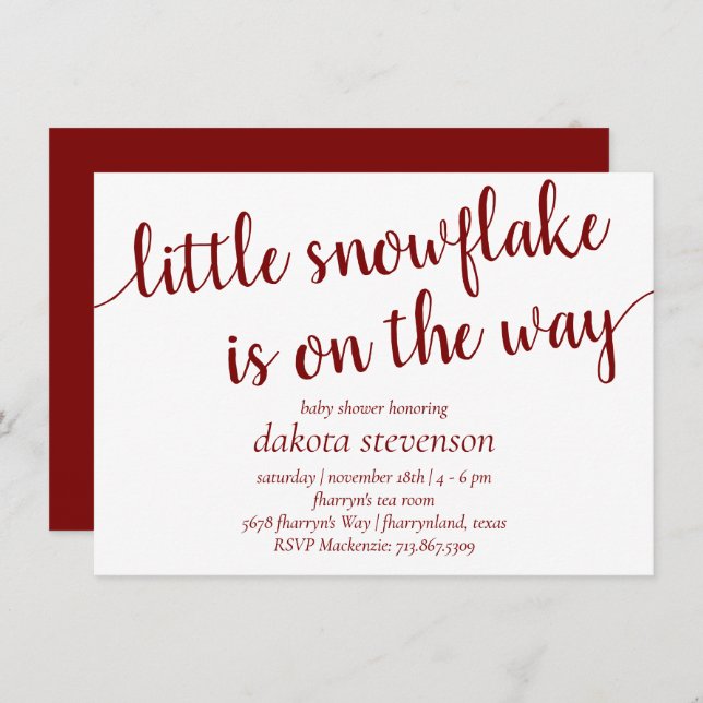 Minimalist Shower | Little Snowflake on the Way Invitation (Front/Back)