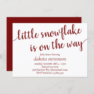 Minimalist Shower Little Snowflake on the Way Invitation