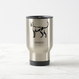Minimalist Siamese Cat Geometric Travel Mug