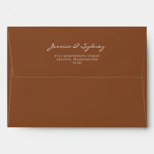 Minimalist Sienna Brown Script Return Address Envelope