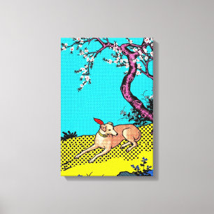 Minimalist Sighthound Silhouette Dog Graphic Canvas Print