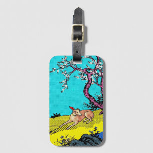 Minimalist Sighthound Silhouette Dog Graphic Luggage Tag