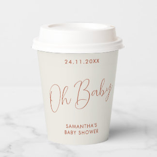 Minimalist Sign ivory Oh Baby Shower Paper Cups