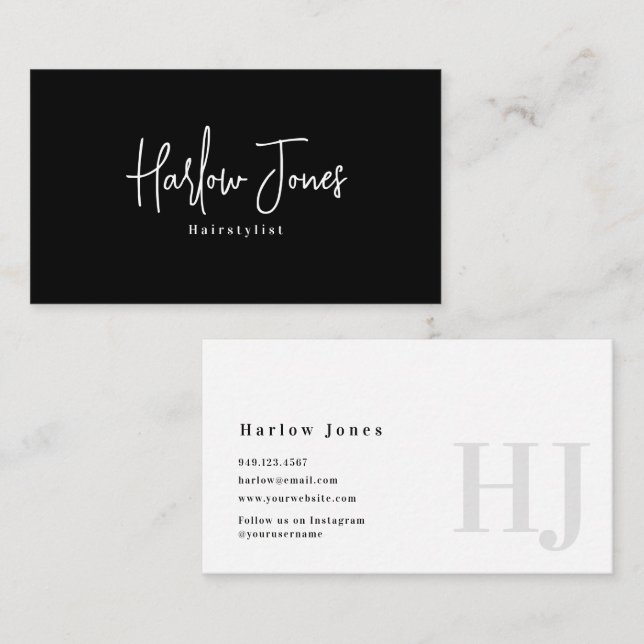 Minimalist Signature Black and White Business Card (Front/Back)