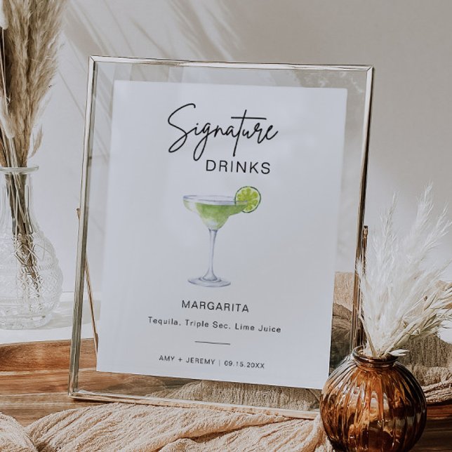 Minimalist Signature Cocktail Drink Menu Bar Sign (Creator Uploaded)