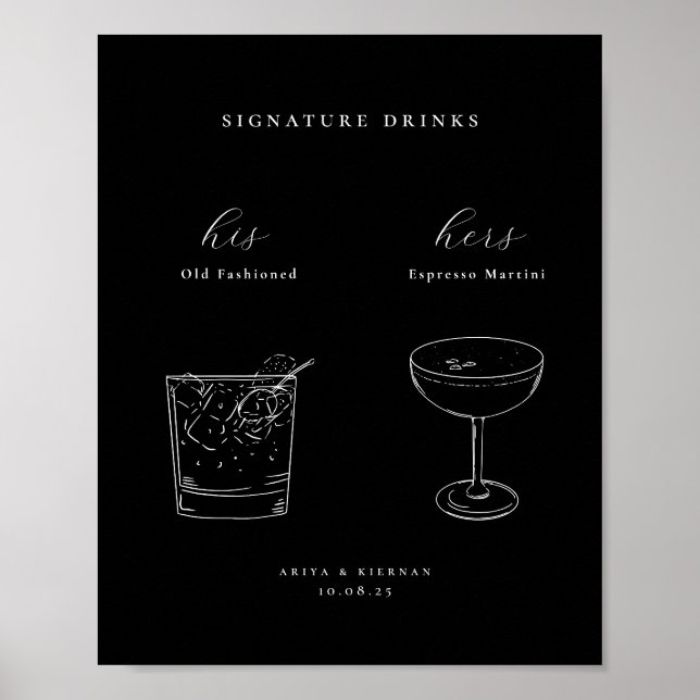 Minimalist Signature Drinks Poster (Front)