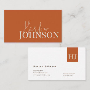 Minimalist Signature Earth Tones & Terracotta Business Card