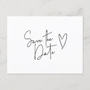 Minimalist Signature Font Heart Save the Date Announcement Postcard
