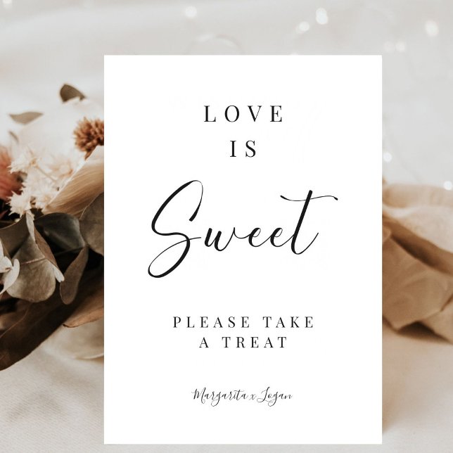 Minimalist Signature Script Love Is Sweet Favour Pedestal Sign (Creator Uploaded)