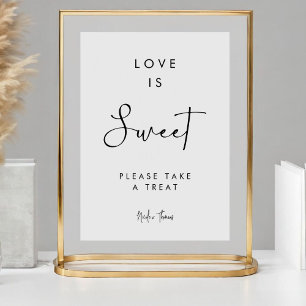 Minimalist Signature Script Love Is Sweet Favour Pedestal Sign