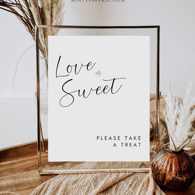 Minimalist Signature Script Love Is Sweet Favour Pedestal Sign (Creator Uploaded)