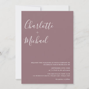 Minimalist Signature Script Mauve Wedding Invitation