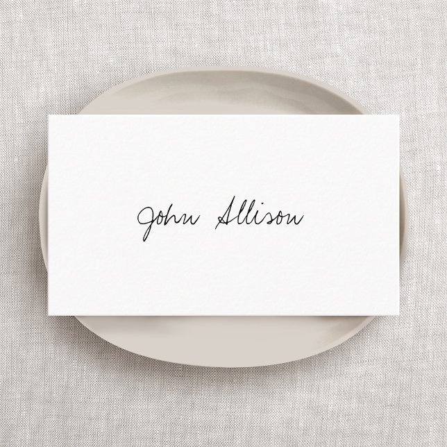 Minimalist Signature Script  Modern Simple White Business Card (Creator Uploaded)