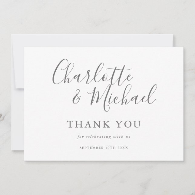 Minimalist Signature Script Wedding Thank You (Front)