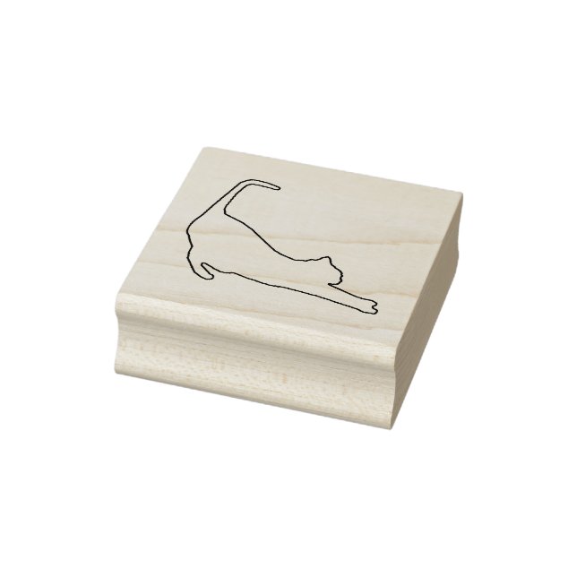 Minimalist Silhouette of Stretching Cat Art Stamp (Stamp)