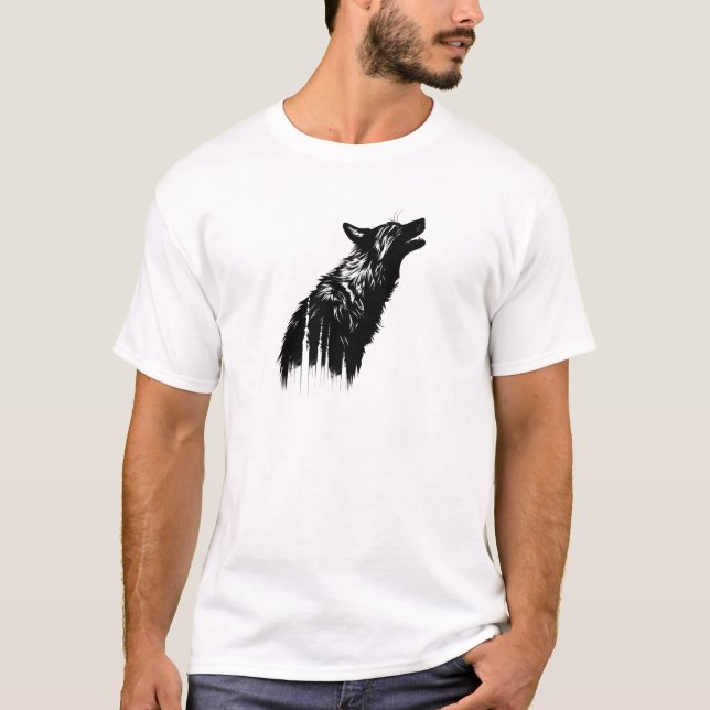 Minimalist Silhouette Of Wolf T-Shirt (Front)