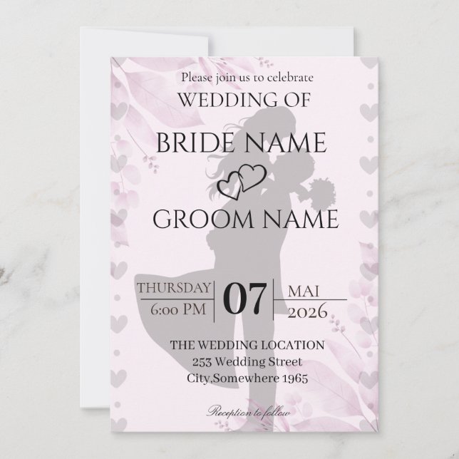 Minimalist Silhouette Wedding Invite (Front)