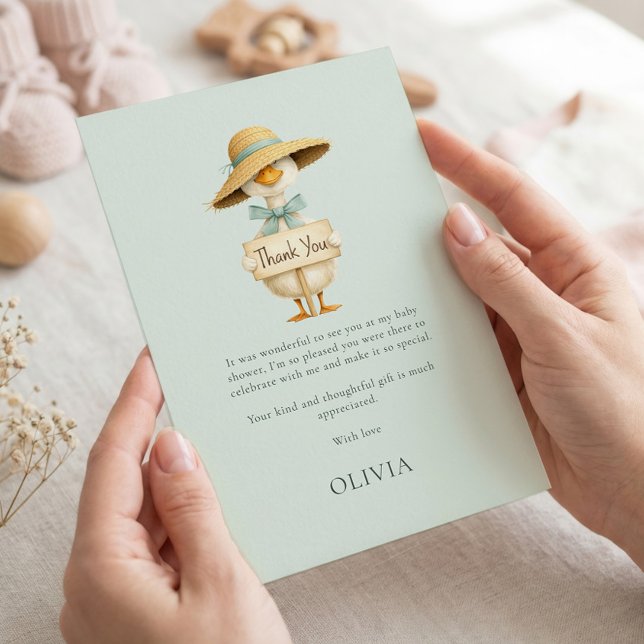 Minimalist Silly Goose Thank You Sage Baby Shower Card (Creator Uploaded)