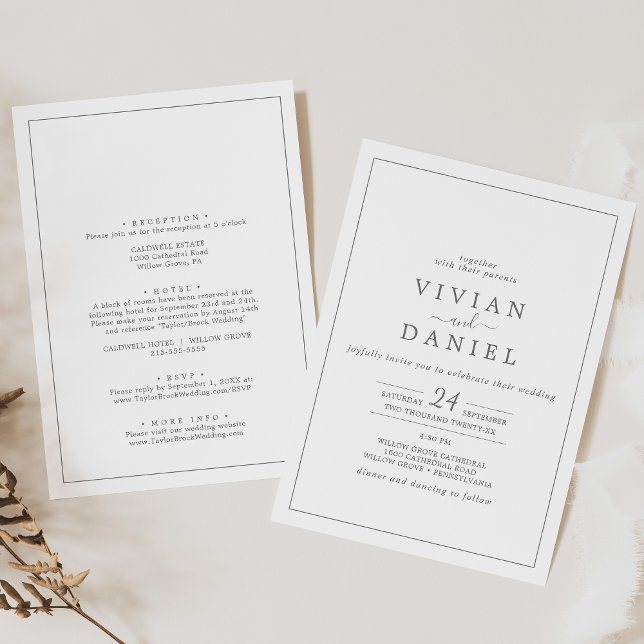 Minimalist Silver All In One Wedding Invitation (Creator Uploaded)