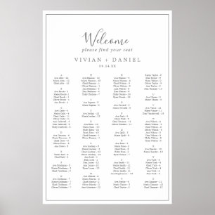 Minimalist Silver Alphabetical Seating Chart