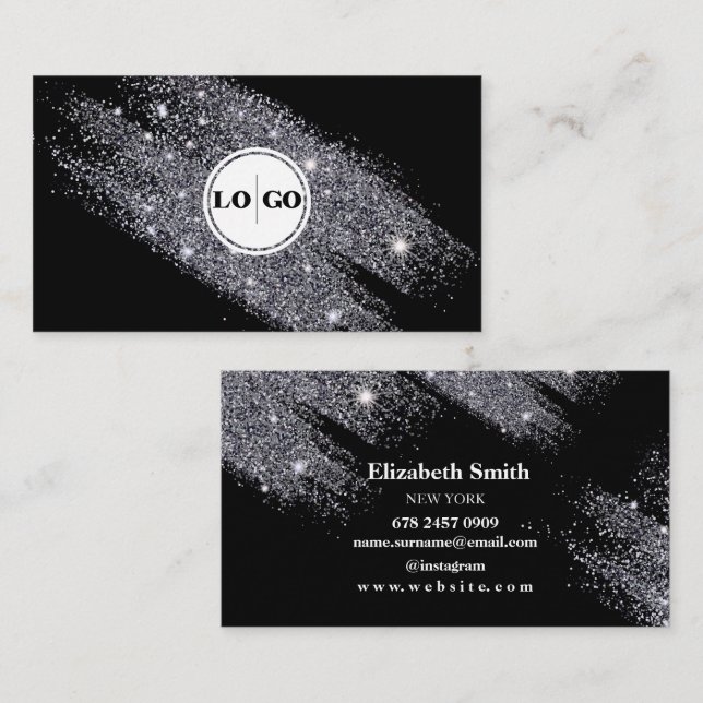 Minimalist Silver and  Black Business Card (Front/Back)