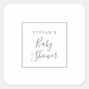 Minimalist Silver Baby Shower Envelope Seals