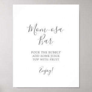 Minimalist Silver Baby Shower Mum-osa Bar Sign
