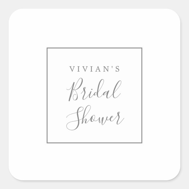 Minimalist Silver Bridal Shower Envelope Seals (Front)