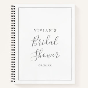 Minimalist Silver Bridal Shower Gift List Notebook