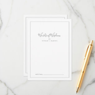 Minimalist Silver Bridal Shower Words of Wisdom Advice Card