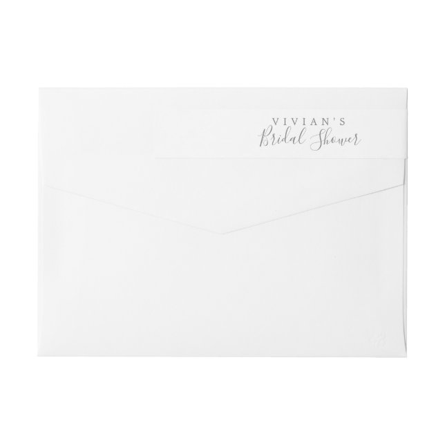 Minimalist Silver Bridal Shower Wrap Around Label (Back)